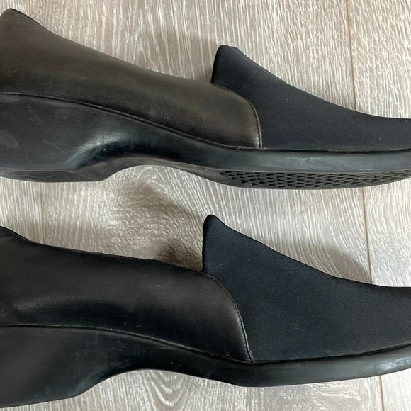 Aerosoles Black Leather Wedge Heel Slip On Loafers 8.5M - Picture 14 of 16